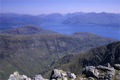 View east from the summit of Garbh Bheinn over Druim an Iubhair and Loch Linnhe to Ballachulish.