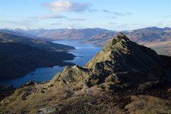 Looking west from the summit of Ben An over Loch Katrine to the Arrochar Alps.