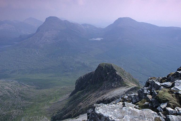 Maol Chean-dearg and An Ruadh-stac, from the summit of Beinn Damh.
